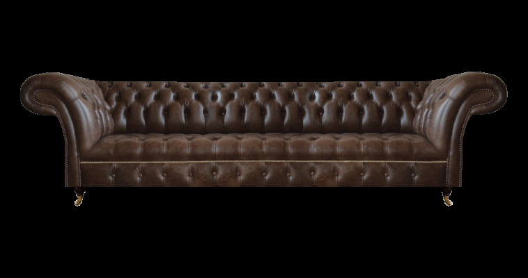 Braunes Ledersofa Chesterfield 4-Sitzer Couch Moderne Leder Sitzmöbel