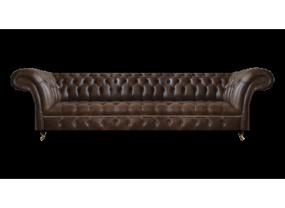 Braunes Ledersofa Chesterfield 4-Sitzer Couch Moderne Leder Sitzmöbel