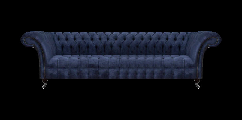 Blaue Chesterfield Sitzmöbel Wohnzimmer Viersitzer Couch Polstersofas