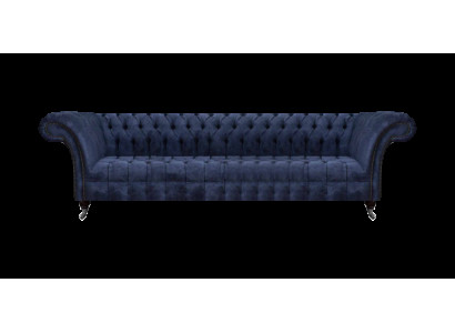 Blaue Chesterfield Sitzmöbel Wohnzimmer Viersitzer Couch Polstersofas