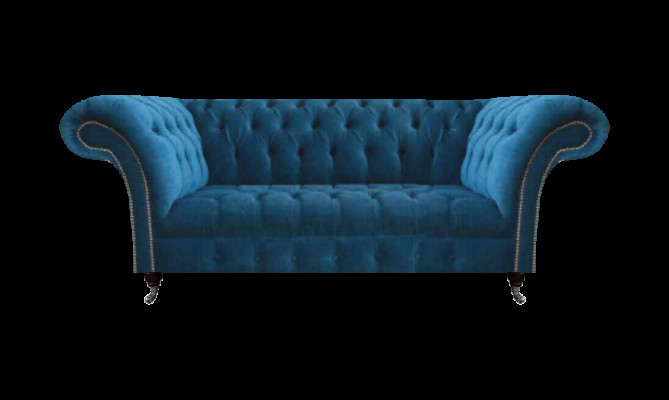 Blaue Chesterfield Luxus Couch Wohnzimmer Textilsitzer Edler Dreisitzer