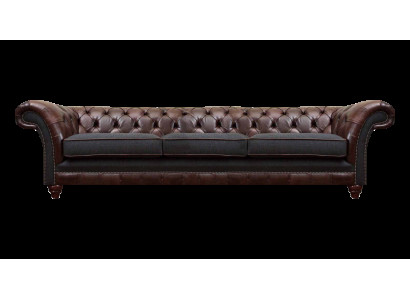 Braun-Grauer Chesterfield Dreisitzer Wohnzimmer Polstersofas Luxus Couch