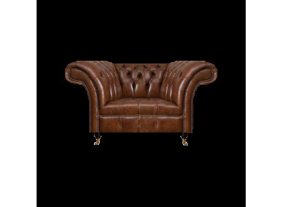 Chesterfield Brauner Ledersessel Wohnzimmer Kunstleder Einsitzer Möbel