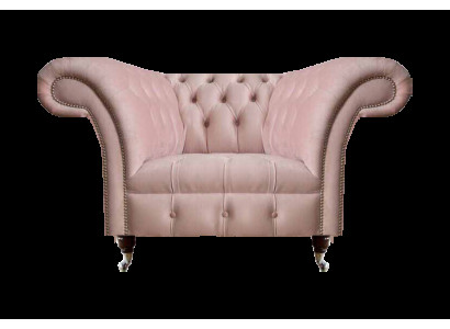 Chesterfield Rosa Einsitzer Wohnzimmer Designer Textilsessel 1-Sitzer