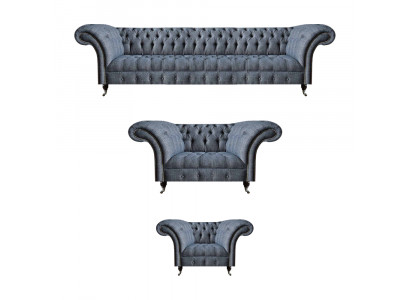 Hellgraue Chesterfield Sofas Designer Garnitur Wohnzimmer Couchen 3tlg