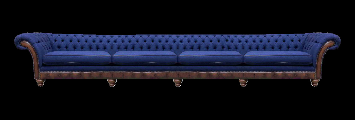 Blaues Chesterfield Wohnzimmer Viersitzer Sofa Exklusive Polstermöbel