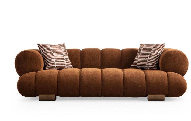 Brauner Wohnzimmer Dreisitzer Luxuriöse Textilsofas Designer Sitzmöbel