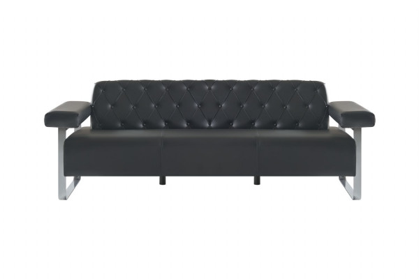 Sofas Komplett Schwarz Einfarbig 4tlg Set 3-Sitzer 2-Sitzer Modern Stil