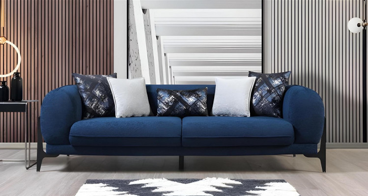 Blauer Polster 3-Sitzer Relaxsofas Designer Club Couchen Lounge Möbel