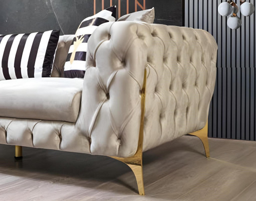 Chesterfield Hellbeiger 3-Sitzer Luxuriöse Wohnzimmer Designer Couch