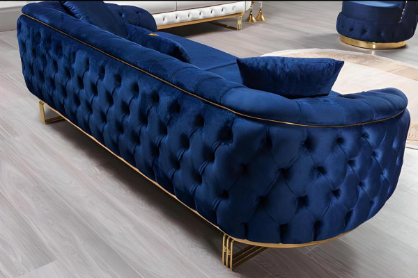 Blauer Chesterfield Dreisitzer Wohnzimmer 3-Sitzer Couch Polster Möbel