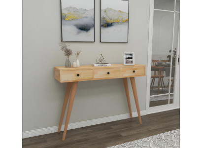 Modern Hochwertig Konsolentisch Beige Holztisch Wohnzimmer Designer Möbel