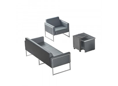 Arbeitszimmer-Set 3tlg 3-Sitzer Sessel Couchtish Grau Einfarbig Modern