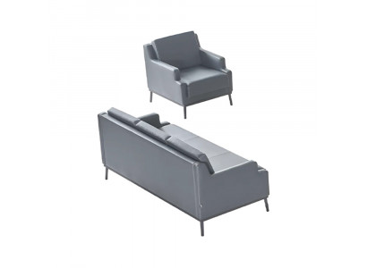 Arbeitszimmer Set Dunkelgrau 3-Sitzer Sessel Einfarbig Modern Design