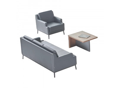 Arbeitszimmer-Set 3tlg 3-Sitzer Sessel Couchtisch Modern Dunkelgrau