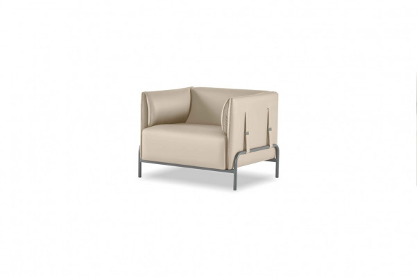 Arbeitszimmer-Set 2tlg 3-Sitzer Sessel Beige Einfarbig Kissen Wohnzimmer