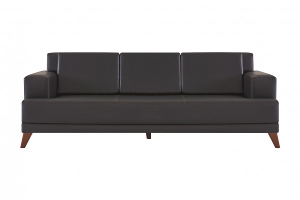 Sofagarnituren 3-Sitzer Sofas Sessel Schwarz Ledersofas Modern Leder Holz