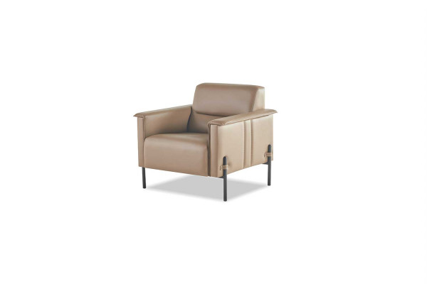 Sofagarnituren Beige Sofa-Set 2-Sitzer 2x Sessel Modern Leder Edelstahl