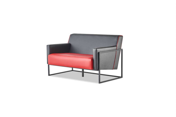 Sofa-Set 3-Sitzer 2-Sitzer Sessel Schwarz Rot Modern Leder Ledersofas