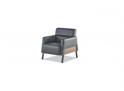 Sessel Schwarz Modern 1-Sitzer Arbeitszimmer Wohnzimmer Ledersessel Weich