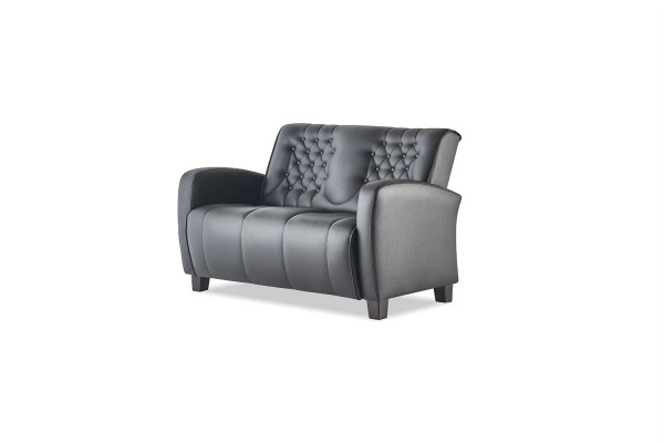 Komplett 3-Sitzer 2-Sitzer Sessel Schwarz Chesterfield Ledersofa-Set Sofas