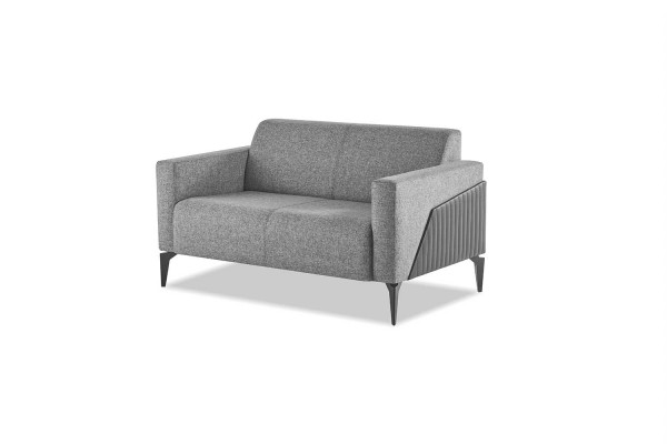 Sofagarnitur Grau Sofas Lehnsessel Edelstahl Sofa-Set 2-Sitzer Sessel