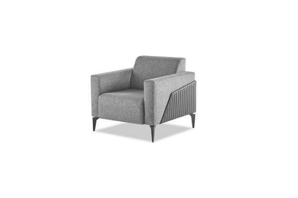 Sofagarnitur Grau Sofas Lehnsessel Edelstahl Sofa-Set 2-Sitzer Sessel