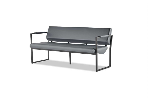 Komplett Büro Set Sofas 2-Sitzer Sessel Schwarz Ledersofas Modern Leder