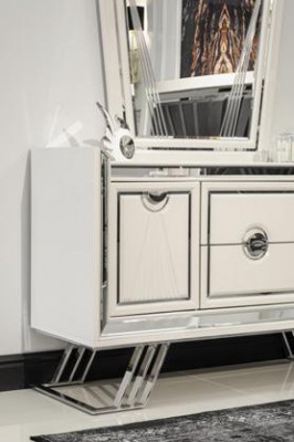 Luxus Kommoden mit 2x Spiegel Weiß Konsole Möbel Sideboard Kommode