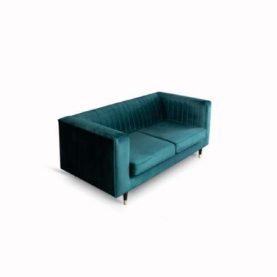 Sofa 2 Sitzer Grün Elegantes Modern Luxus Design Holz Möbel Polster Stoff Neu